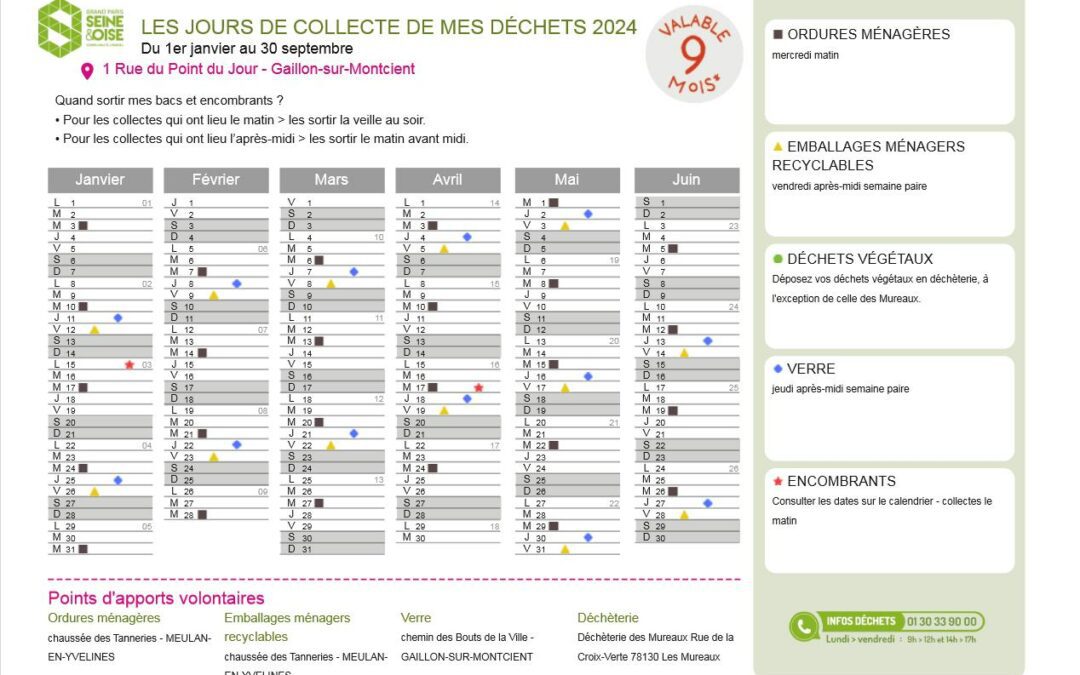 Calendrier de collecte des déchets 2024