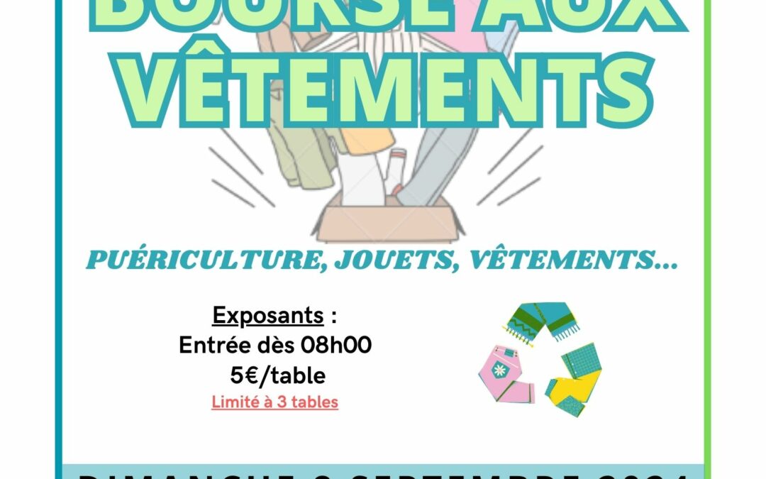 Dimanche 8 septembre : Bourse aux vêtements puériculture jouets